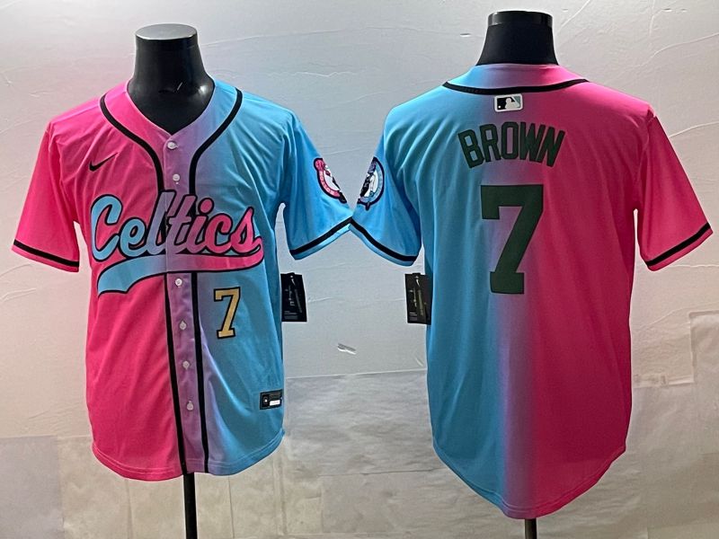 Men 2025 Boston Celtics #7 Brown Blue pink Nike NBA Jersey style 03
